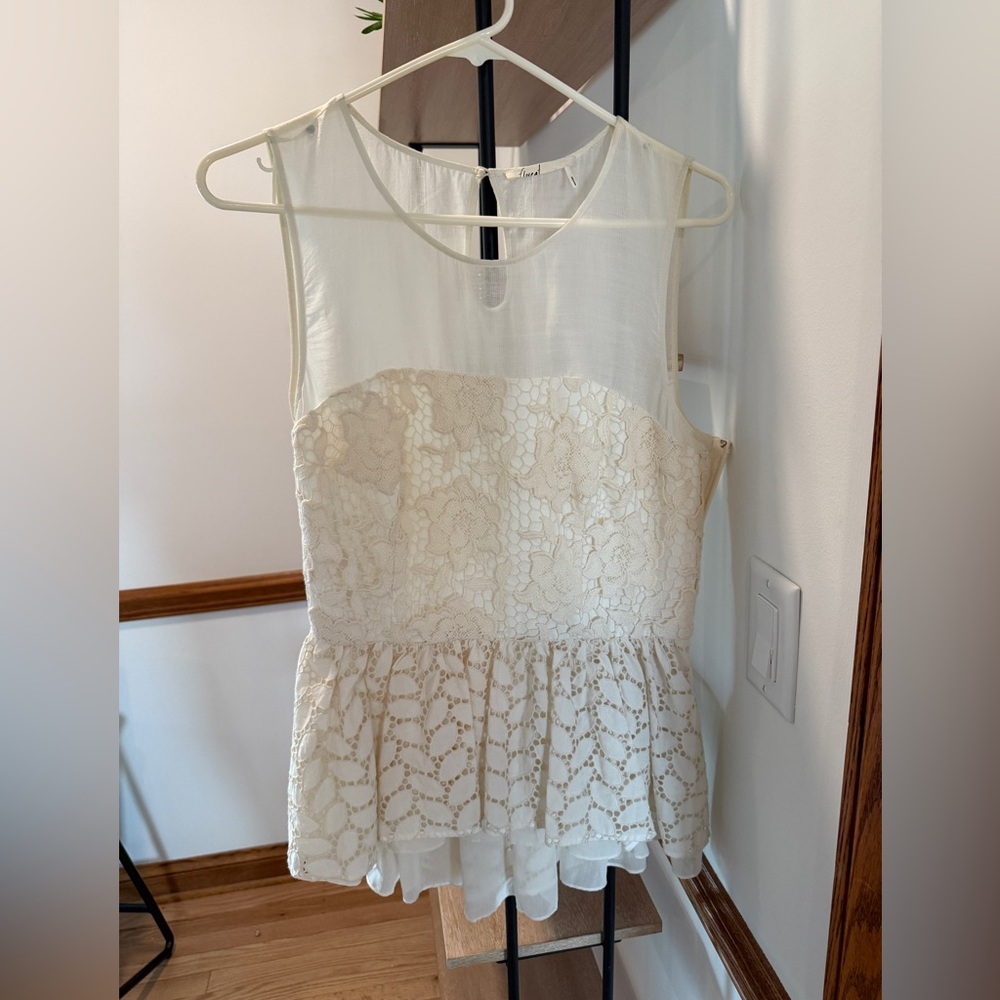 Floreat Ivory Lace Peplum Blouse